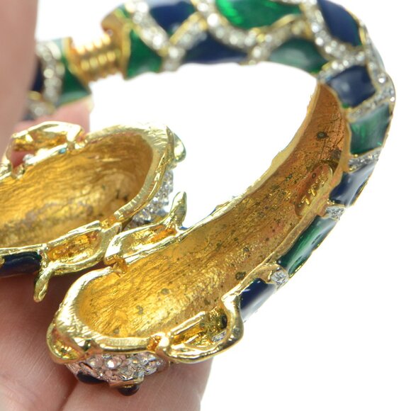 Vintage Kenneth Jay Lane Enamel & Crystal Snake Bracelet - Picture 8 of 9